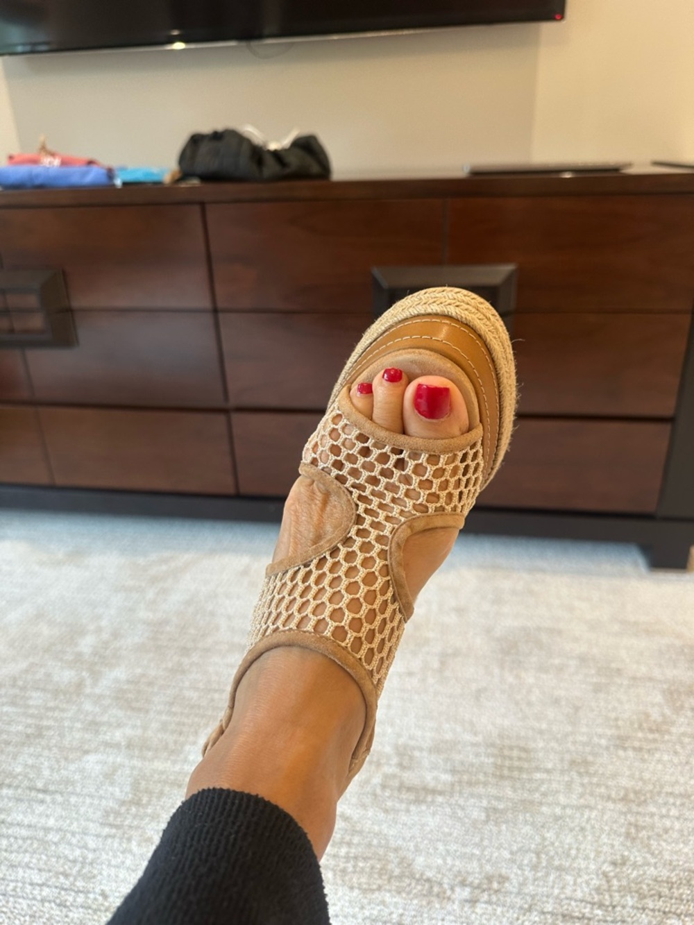 Christian Louboutin Beige Mesh Platform Sandals - Women